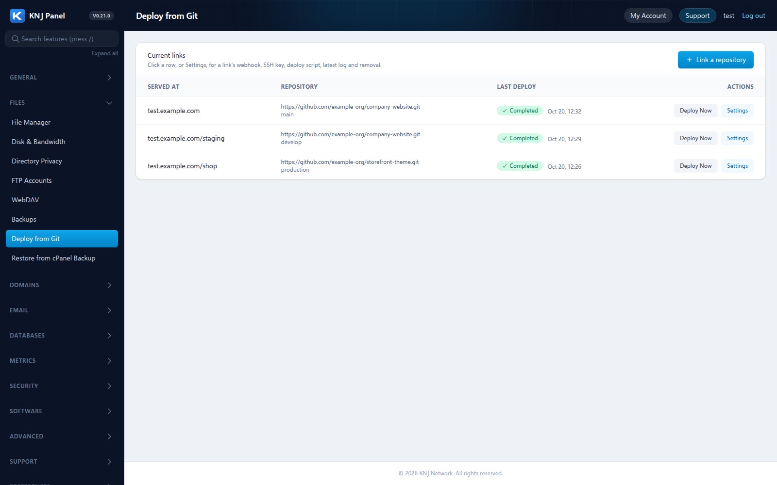 KNJ Panel Deploy from Git